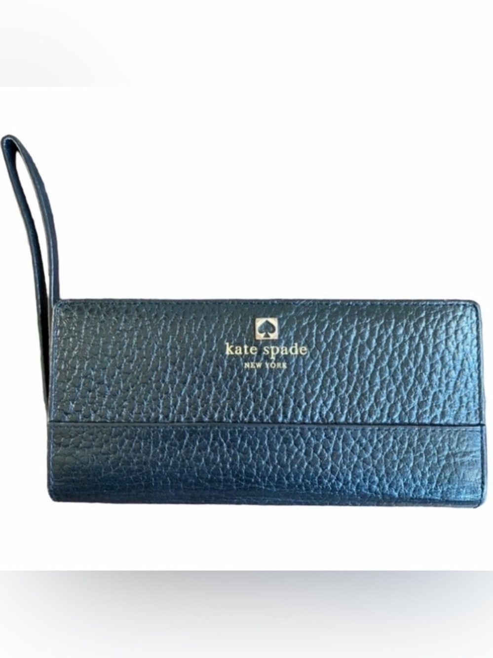 KATE SPADE Black Pebbled Leather Long Zippy Bi-Fold Wallet Wristlet